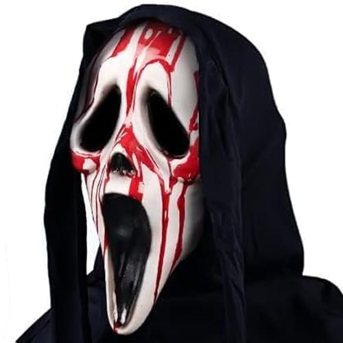 Masque Halloween Adulte Horreur Halloween Mark de Déguisement Masques Scream Halloween Masque de Cri Masque Ghostface Scream Halloween Horror Party Latex...