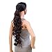 SWACC 24-Inch Long Messy Curls Claw Clip Ponytail Extensions Synthetic Drawstring Curly Hairpiece Jaw Clip Hair Extensions (Dark Brown-4#)