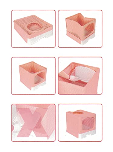 Cat Litter Box, Large Foldable Front Entry Top Exit Litter Box with Lid for Cats, Cat Potty with Cat Litter Scoop Easy Clean - Thumbnail 5