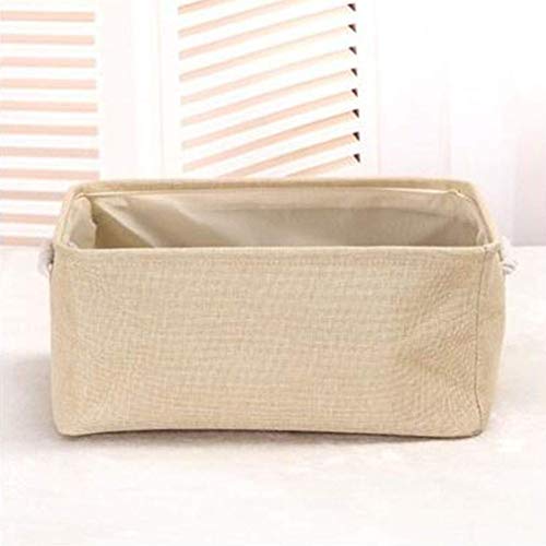 Boîte de rangement en lin écologique beige structure renforcée durable - 4