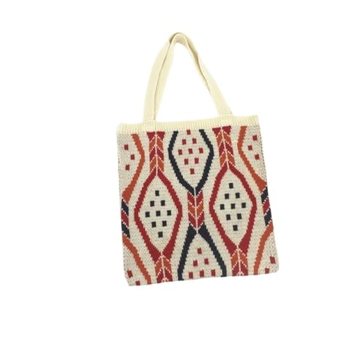 Lady Knitting Tote Bag Women Crochet Casual Open Shopper Top-handle Bag Female Daily Handbag Straw Tote Bag