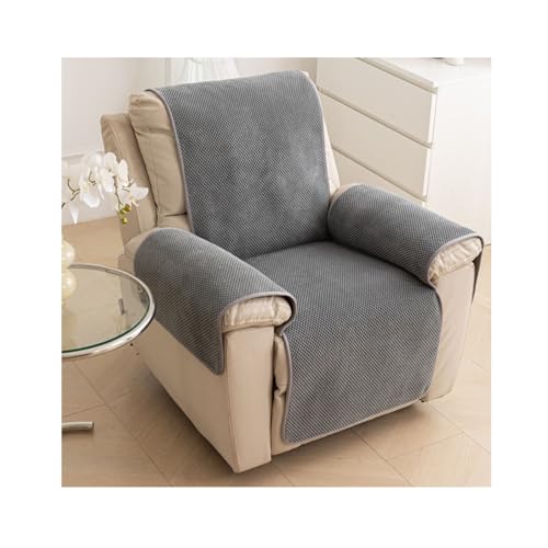 NJDQFA Funda para Sillón con Textura De Grano De Maíz,Cobertura Completa,Funda Sillon Relax Reclinable Suave,Funda Butaca Reclinable Transpirable,Fácil De Lavar,Gris