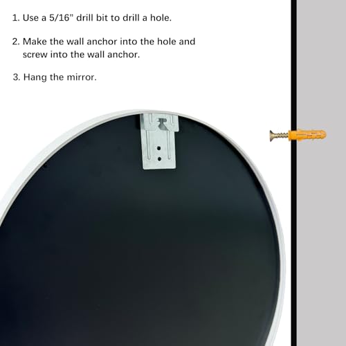 Image of Sunniry White Round Mirror 22 inch, Bathroom Mirror Matte Metal Frame, Circle Mirrors for Living Room, Bathroom, Wall, Hallway.