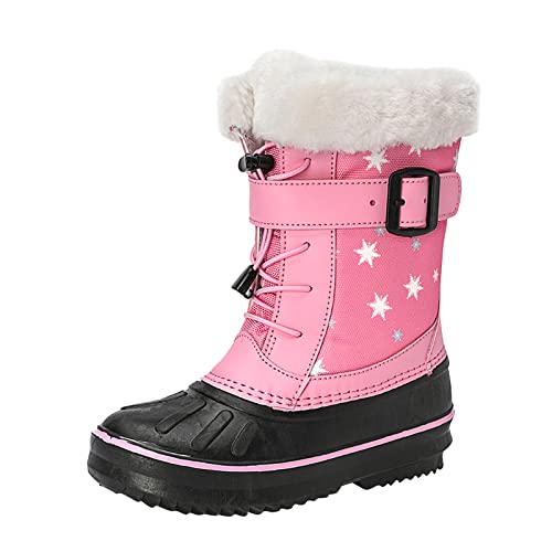 Children Shoes Snow Boots Girls Boys Outdoor Boots Waterproof Warm Boots with Cotton Snow Boots Toddler 10 Boot (Pink, 8-9 Years Little Child)