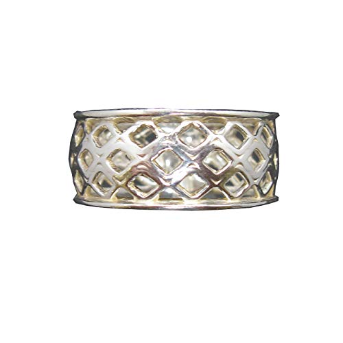 Bague en argent sterling 925 véritable large 10 mm modèle R002043