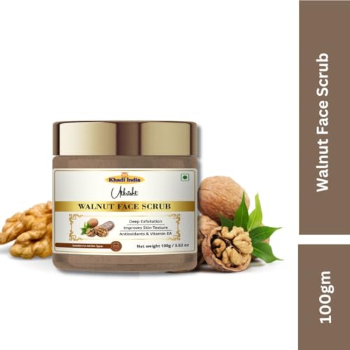 Image of Khadi Walnut Face Scrub 100 gm | Anitoxidants & Vitamin E | Nourishes & Brightens for Glowing Skin | For Dead Skin Cells & Clog Pores | All Skin Types | Exfoliating Scrub for Men & Women