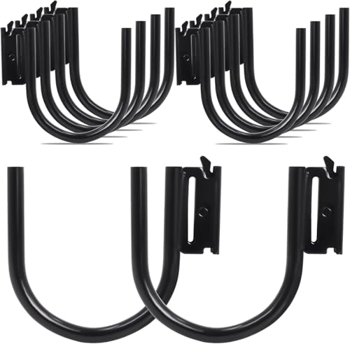 Qopaw 10 Pack E Track Hooks 5 Heavy Duty Steel J Hooks for E-Track Accessories Cargo Tie Down Systems 0.5 Solid Steel Trailer Hooks for Enclosed Trailer Garage Workshop 1500 lbs Load Capacity