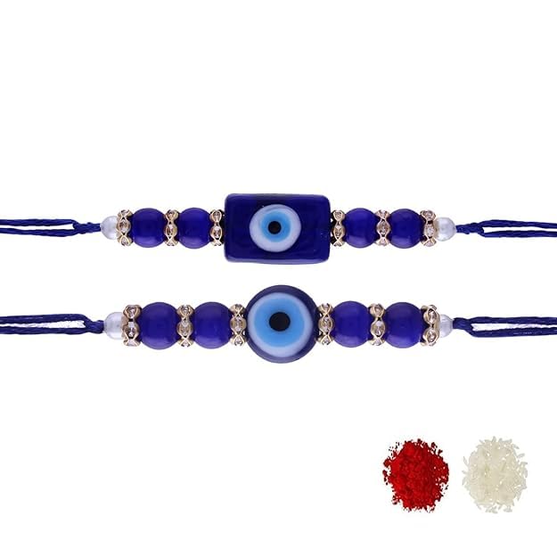 I Jewels Elegant Evil Eye Pearl Combo Rakhi Set & Roli Chawal For Brother/Bhai/Bro/Men With Rakshabadhan Card (R073-77CO) (Set of 2) (B0B5WZ4RW5) Amazon Price History, Amazon Price Tracker