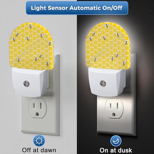 Image of Night Light,Yellow Beehive Bees Night Lights Plug Into Wall for Boys Girls,Lamp for Stairway /Hallway /Bedroom Sleep Friendly