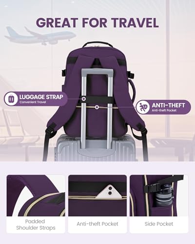 Image of LOVEVOOK 40L Travel Backpack Flight Approved Carry on Backpack,3 Packing Cubes,Waterproof Personal Item Travel Bag,TSA Carry on Luggage Suitcase Travel Essentials,Gifts for Women & Men,fits 17 inch Laptop