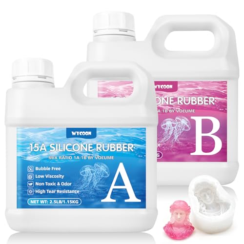 WYCOON Flüssiges Silikon Kautschuk, 15A 2.5Kg Abformsilikon, 1: 1 Verhältnis Mischungsverhältnis Silikon für Silikonformen, Harzformen, Kerzenformen(Transluzent)