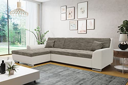 DOMO. collection Sofá esquinero Treviso en Forma de L de Piel sintética y Tejido Tejido, sofá esquinero de Esquina, sofá de Esquina, Esquina, sofá tapizado, 267 x 178 x 83 cm (Ancho x Profundidad x
