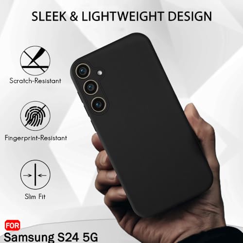 Image of TheGiftKart Sleek Back Cover Case for Samsung Galaxy S24 5G | Slim Fit Protective Design | Ultra Matte Finish | Camera Protection Bump | Soft Silicon Back Cover for Samsung S24 5G (Silicone, Black)
