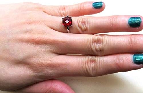 Miniatura 4 de R90808G Anillo de plata de ley de 0.315 in (1,6 quilates) con corte cojín de helenita verde estilo clásico