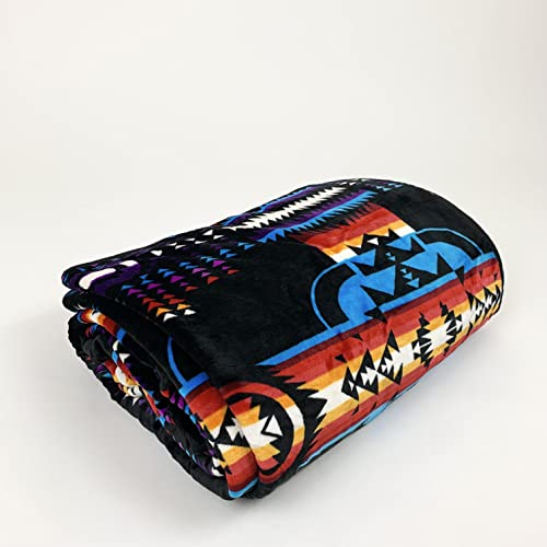 Sacred Thread Fleece Blanket, Southwestern Aztec Queen Blanket, Native American Throw Blanket For Sofa, Couch And Bed, Reversible Winter Blanket (Lake Flannel/Flannel 79X95) #TOP4