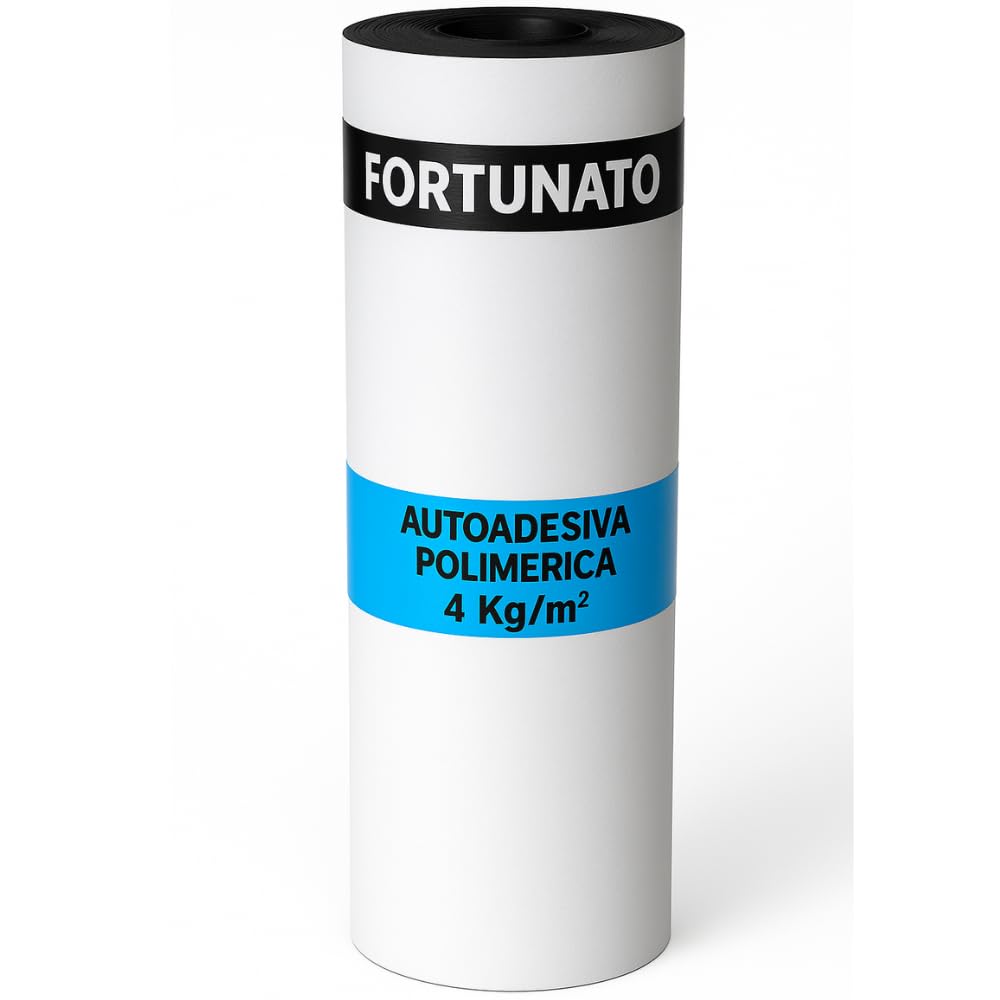 FORTUNATO Guaina Autoadesiva Polimerica Ardesiata Bianca 4 Kg/​m² Impermeabilizzazione Coperture CASASCIUTTA Rotolo 1 x 10 m