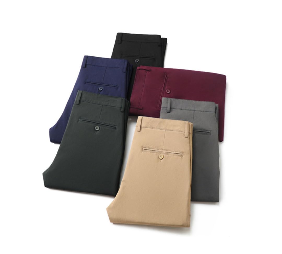 Vogrtcc Pantaloni Lunghi Casual da Uomo d'Affari Primavera Estate Pantaloni da Completo Pantaloni Formali Dritti Elastici Taglie Forti
