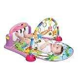 【PERFEKT FÜR VIELE ALTERSSTUFEN】: Die Überkopfbögen und die Tastatur können frei aus dem Fitnessstudio entfernt werden. Die glatte Oberfläche ohne Kanten. Die Babyspielmatte für den Boden kann mühelos hochgeklappt werden draußen nehmen. Fitnessstudio für Babys von 0 bis 6 Monaten und von 6 bis 12 Monaten: Kann flach auf den Boden gelegt werden, lässt das Baby treten und spielen, führt das Baby beim Liegen, Sitzen und Ausbreiten durch das Klavierspiel.