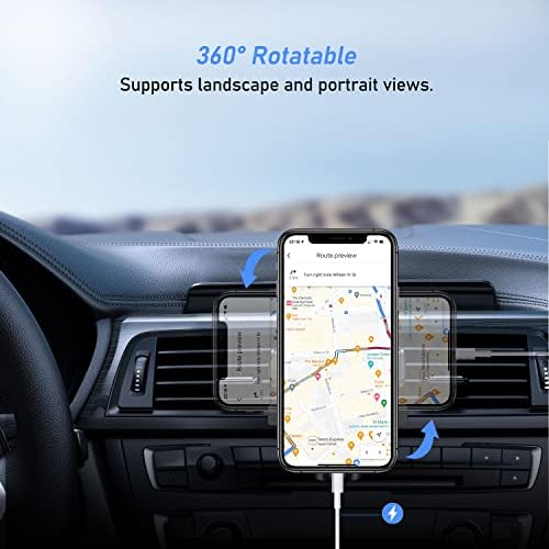 Blukar Car Phone Holder, Universal Air Vent Car Phone Mount with Hook Clip and Dual Release Button Auto Lock 360 Rotation Mobile Phone Cradle Compatible with iPhone and Other 4.0''-6.7'' Smartphones