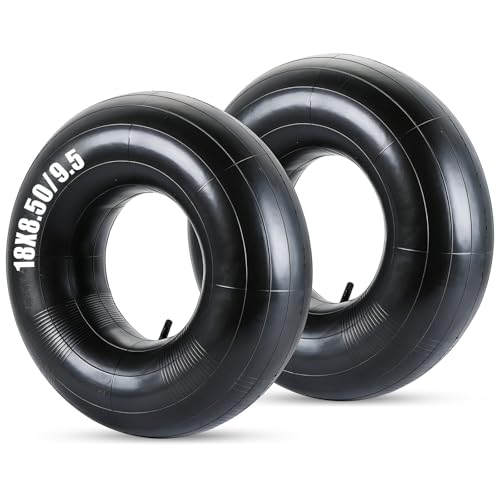 FLKQC 2 Pack 18X8.50/9.50-8 Inner Tubes with TR-13 Valve Stem, Replacement Lawn Mower Tire Tubes for Tractors, Wheelbarrows, ATVs, Go Karts & More (Fits 8.5\'\' to 9.5\" Wide)