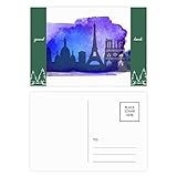 Tamaño: 14,6 x 9,8 cm. France Paris Eiffel Tower - Juego de tarjetas postales (20 unidades), color azul