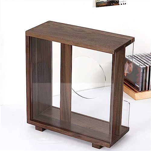 Caja para discos de vinilo protectora de polvo con marco de madera maciza 5