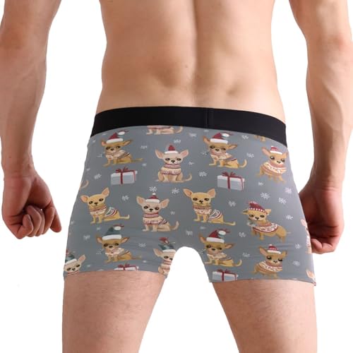 ZZKKO Chihuahua Xmas Snow Mens Boxer Briefs Underwear Breathable Stretch Boxer Trunk With Pouch S-XXL4