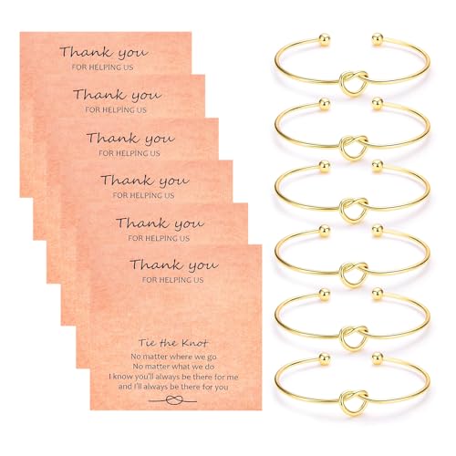 Image of CERSLIMO Bridesmaid Proposal Gift - Tie-The-Knot Bracelet for Maid of Honor, Flower Girl and Bridal Party - 4/6 Pcs Jewelry Set for Women