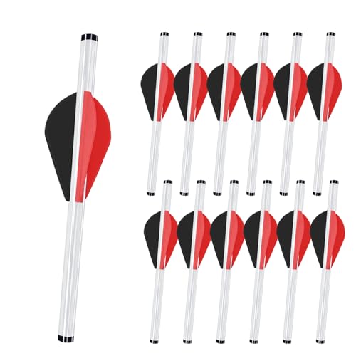 LEANPRO 12-Pack Shrink Fletch with 2 Inch Vanes, Stretch Arrow Wraps Universal Fit for Arrows and Bolts, DIY Archery Fletching Tool (Clear White/Black)