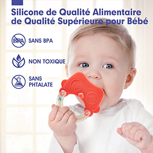 Jouet pour Bébé 3 Mois Hochet de Dentition pour Bébé 0 3 6 9 Mois, Jouets d'Eveil Anneaux de Dentition sans BPA avec Boîte de Rangement Cadeau pour Naissance Garçon Fille, 10PCS – Image 4