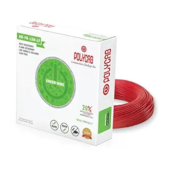 Polycab Eco-Friendly Greenwire PVC Insulated Copper Cable for Domestic & Industrial Connections Electric Wire (RED, 90m, 1.5sqmm)
