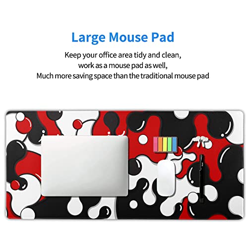 Image of Red Black White Mouse Pad Anime Cool Geometric Japanese Extended Desk Mat 90X40 CM Non-Slip Rubber Base Stitched Edge Large XXL Mousepad for Gaming Laptop Computer Desktop 35.4x15.7 Inch