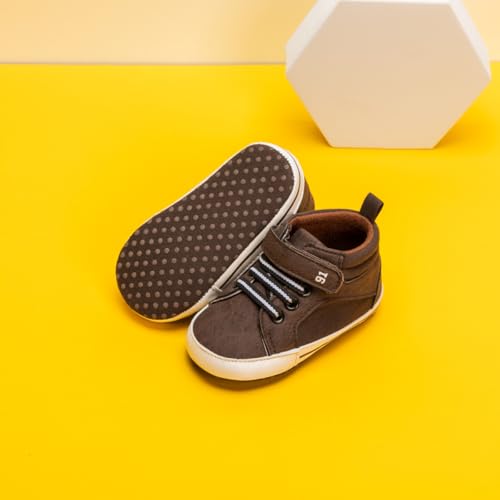 Image of CENCIRILY Baby Boys Girls High Top Sneakers Soft Soles Anti Skid Infant Ankle Shoes Toddler Prewalker First Walking Crib Shoes