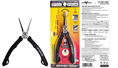 Image of VAMPLIERS 4-PC 5 inch Precision Mini Pliers Set ESD Safe Grip. Made in Japan: Screw Extractor, Long Nose, Needle Nose Pliers & Flush Cutters. For Electronic Repairs /Precision Work /Jewelry /DIY.