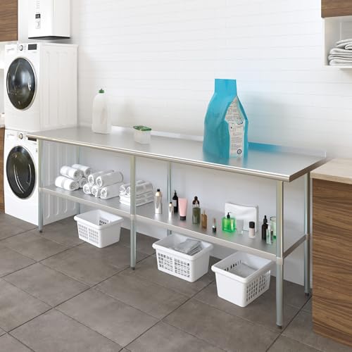 Image of AmGood Stainless Steel Work Table | Metal Utility Table (96 inch Long x 24 inch Deep)