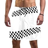 XQSSB Karierte Rennflagge I Muster Badehose Badeanzug Strand Surfen Shorts für Herren L, mehrfarbig, S/M