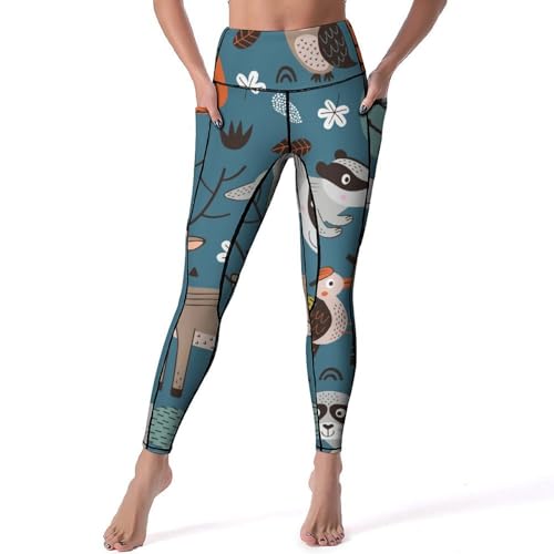 Legging fitness femmes renard raton laveur pantalon sport yoga taille haute taille S