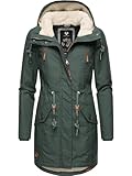 Coupe : manteau court légèrement cintré, forme variable grâce au cordon de serrage à la taille avec cordons de serrage tendance, longueur parfaite jusqu'à environ mi-cuisse, légèrement plus long à l'arrière