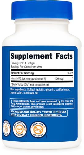Nutricost Vitamin K2 MK-7 100 mcg, 240 Softgels, Gluten Free, GMO-Free - Image 5