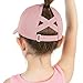 veufcyas Baseball Caps for Girls Kids Cute Graphic Ponytail Hat Trucker Fashion Acid wash Hats Fun Adjustable Criss Cross Cap(DarkPink)
