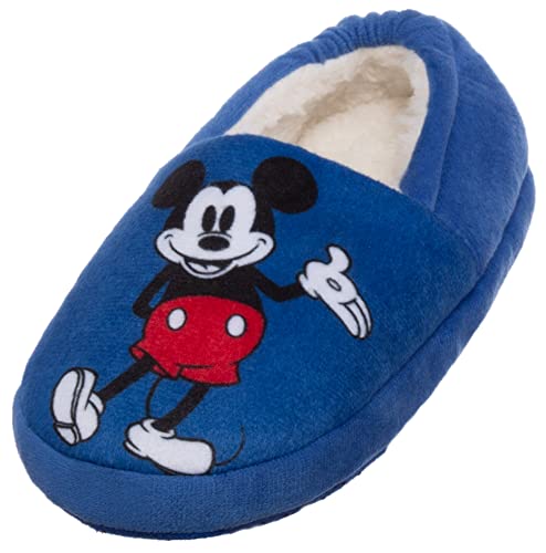 Brandsseller Pantoufles pour garçon avec doublure chaude en fourrure avec motifs dans le style de Mickey, bleu, 27/28 EU