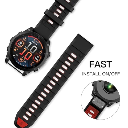 Image of OVERSTEP Compatible with Fenix 8 51mm Watch Bands, 26mm Soft Siliocne Strap for Garmin Fenix 5X /Fenix 5X Plus /Fenix 6X /Fenix 6X Pro /Fenix 7X /Fenix 7X Pro Smartwatch
