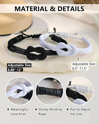 Pinky Promise Knot Bracelets, Couple Gifts Christmas Anniversary Valentines Men Women Boyfriend Girlfriend3