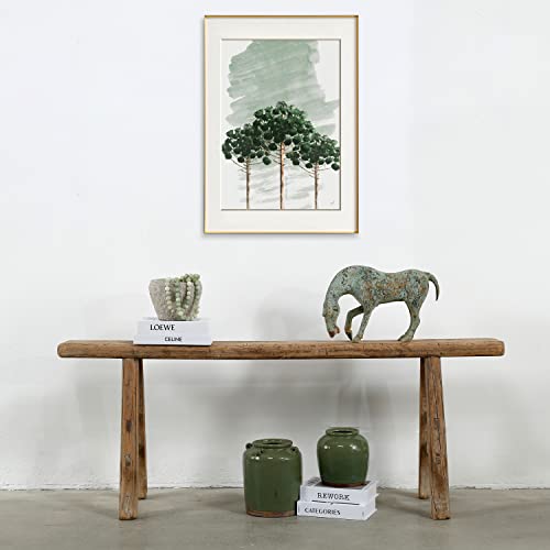 Artissance Handmade Wooden Entryway Bench, Vintage Noodle Bench for Living Room, Bedroom, or Entryway, End of Bed Bench, Weathered Natural Wood Bench Indoor Farmhouse Decor