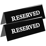 JOINPAYA Letrero de Mesa Reservado Acrílico Negro 20x7 Cm, Señal Multifunción Reutilizable para Restaurante, Cartel Compacto para Banquetes y Eventos