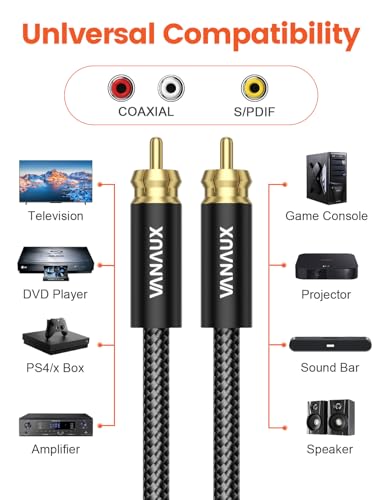 Cable coaxial de audio digital VANAUX con conectores de máxima conductividad de oro 2