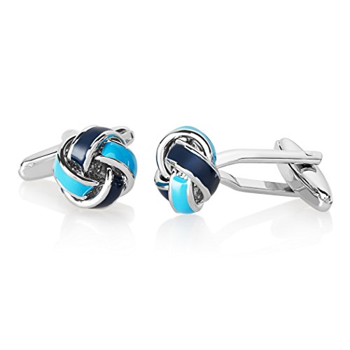 West Coast Jewelry | Crucible Men's High Polished Blue True Love Knot Cuff Links