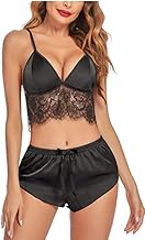 HAVENHUES Women’s Lace Lingerie Set Sexy Nightwear with Camisole Top & Shorts, Honeymoon Sleepwear (Pack of 1 Set)