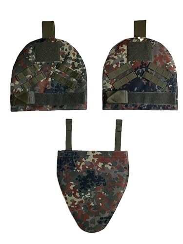 Generic New Airsoft Paintball Tactical Molle Outer Shoulder Guards Deltoid Protector Pads + Detachable Groin Pad Sets Nylon Flecktarn Germany Camo, Medium, Black