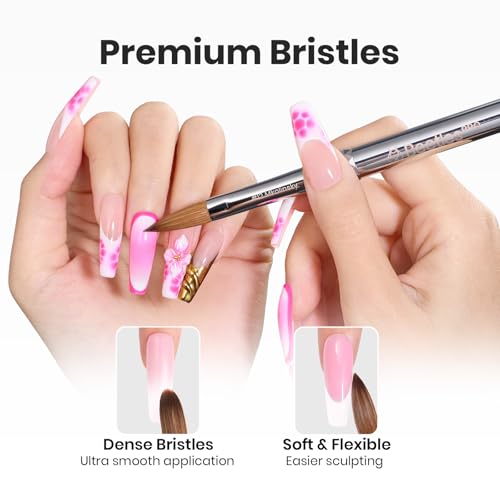 Image of Beetles Pro 1-Pcs Acrylic Nail Brush - Professional Pure Bristles Kolinsky Acrylic Brushes for Nails Metallic Nail Art Brushes for Nails Extension Gel, 3D Carving - Salon Quality Manicure Tool (12#)